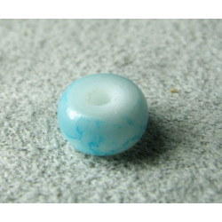 Perle en verre de Bohême Rondelle 8mm Marbré Aqua (x1)