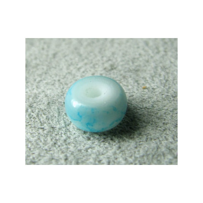 Perle en verre de Bohême Rondelle 8mm Marbré Aqua (x1)