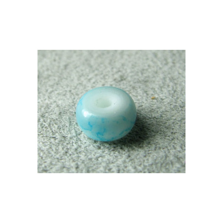 Perle en verre de Bohême Rondelle 8mm Marbré Aqua (x1)