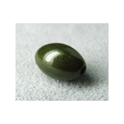 Perle synthétique olive 14x9mm Olivine (x1)