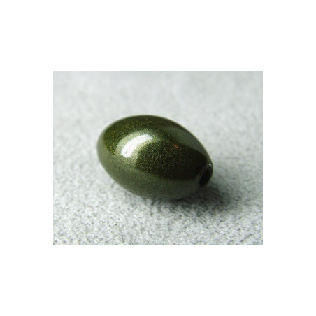 Perle synthétique olive 14x9mm Olivine (x1)