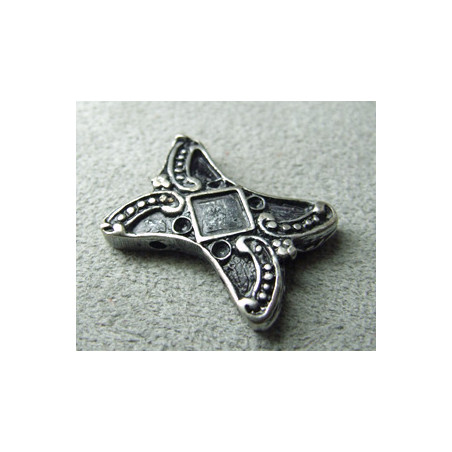 Perle intercalaire 2 rangs 12mm - argenté (x1)