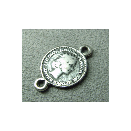 Perle intercalaire pièce 21x14mm - argenté (x1)
