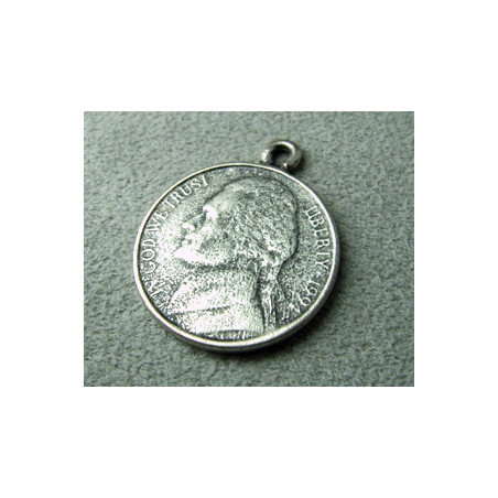 Breloque Argenté Pièce 25x20mm (X1)