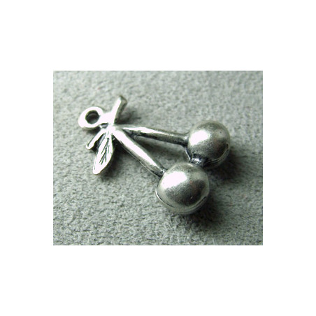 Breloque Argenté Cerises 25x15mm (x1)