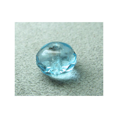 Donut en verre de Chine 10x7mm - Aquamarine (x1)