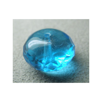 Donut en verre de Chine 17x11mm - Aquamarine (x1)