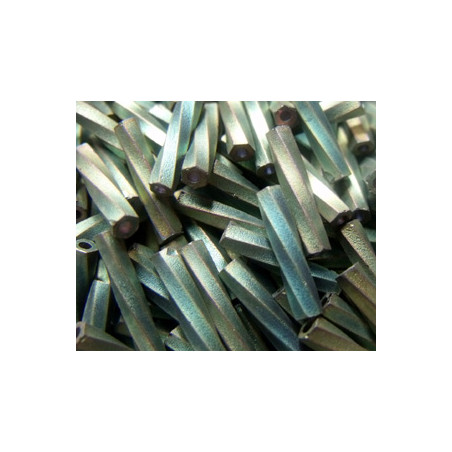 BGL-12TW-2035 Bugles Twistés Miyuki 12mm Mat Met Khaki Iris (x10gr)