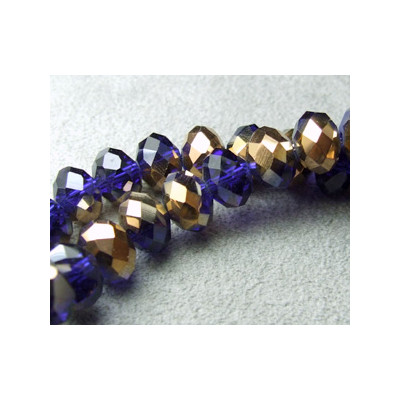 Fils de 68 perles rondes aplaties en Cristal de Chine 8x6mm Cobalt Dorado (x 1 fil de 68 perles)