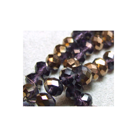 Fils de 72 perles rondes aplaties en Cristal de Chine 6x4mm Amethyst Dorado (x 1 fil de 72 perles)