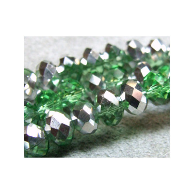 Fils de 72 perles rondes aplaties en Cristal de Chine 6x4mm Chrysolite Comet (x 1 fil de 72 perles)