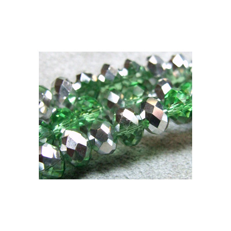 Fils de 72 perles rondes aplaties en Cristal de Chine 6x4mm Chrysolite Comet (x 1 fil de 72 perles)