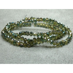 Perles rondes aplaties Facettées 4x3mm Topaz Irisé Green (x 1 fil de 150 perles)