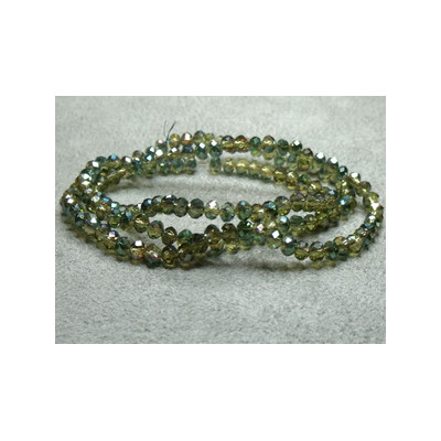 Perles rondes aplaties Facettées 4x3mm Topaz Irisé Green (x 1 fil de 150 perles)