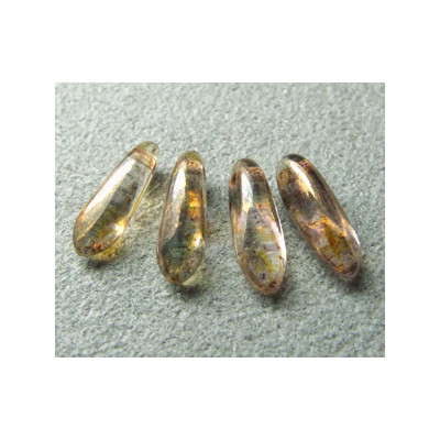 Dague en verre de Bohême 3x11mm - Topaz Picasso Gold Luster (x30)