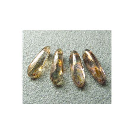 Dague en verre de Bohême 3x11mm - Topaz Picasso Gold Luster (x30)
