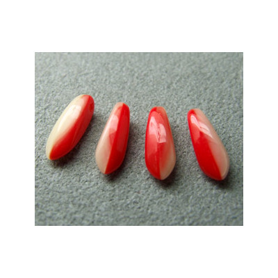 Dague en verre de Bohême 3x11mm - Egg Shell Red Combo (x32)