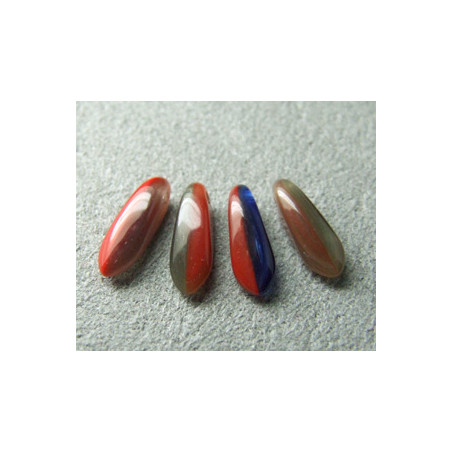 Dague en verre de Bohême 3x11mm - Red Smoky Quartz Sapphire Combo (x30)