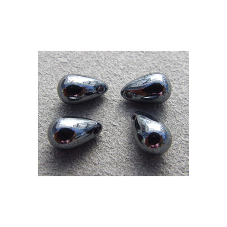 Goutte en verre de Bohême 10mm Hematite (x1)
