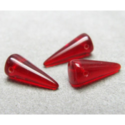 Spikes en verre de Bohême 17x7mm Ruby (x1)