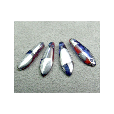 Dague en verre de Bohême 5x16mm - Aqua Combo Silver peacock (x20)