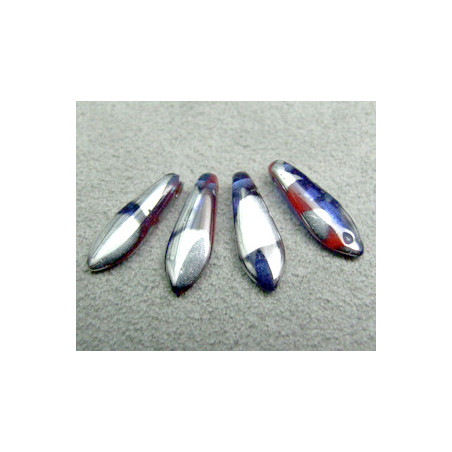 Dague en verre de Bohême 5x16mm - Aqua Combo Silver peacock (x20)