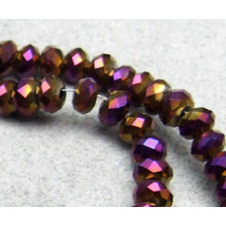 Perles rondes aplaties facettées 4x3mm Prune irisé (x 1 fil de 100 perles)