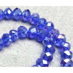 Perles rondes aplaties facettées 4x3mm Cobalt Lustré (x 1 fil de 100 perles)