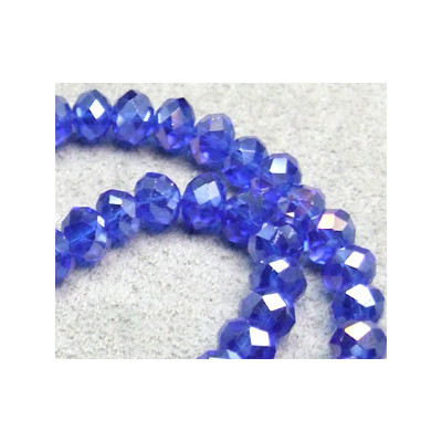 Perles rondes aplaties facettées 4x3mm Cobalt Lustré (x 1 fil de 100 perles)