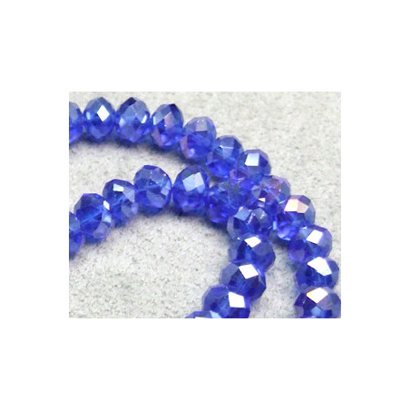 Perles rondes aplaties facettées 4x3mm Cobalt Lustré (x 1 fil de 100 perles)