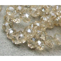 Perles rondes aplaties facettée 4x3mm Champagne Lustré (x 1 fil de 100 perles)