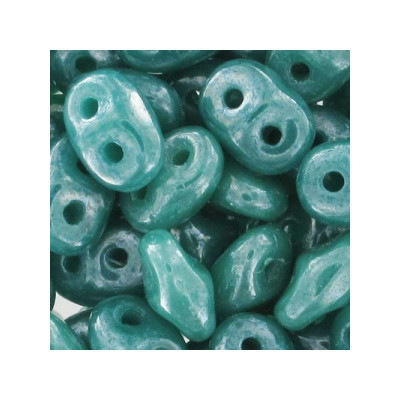 Perles Super Duo 2,5X5mm Luster Opaque Green Turquoise (x 10gr env.) 
