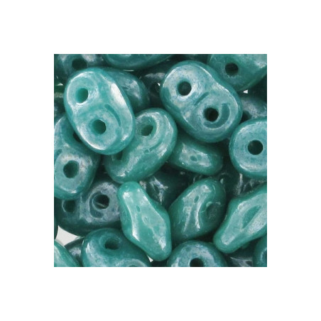 Perles Super Duo 2,5X5mm Luster Opaque Green Turquoise (x 10gr env.) 