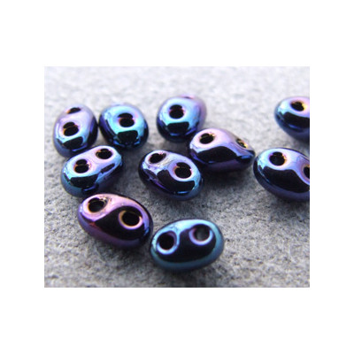 Twin Beads 2,5X5mm Jet Iris Médium Blue (x sachet de 25gr env.) 