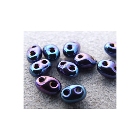 Twin Beads 2,5X5mm Jet Iris Médium Blue (x sachet de 25gr env.) 