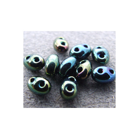 Twin Beads 2,5X5mm Jet Iris Teal (x sachet de 25gr env.) 