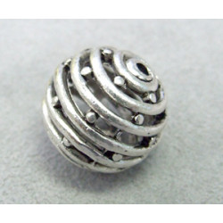 Perle métallisée boule spirale 17mm (x1)