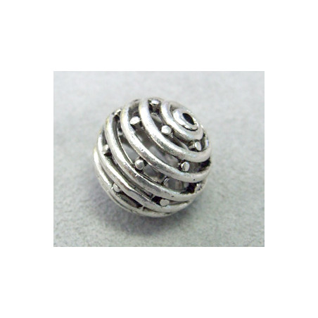 Perle métallisée boule spirale 17mm (x1)