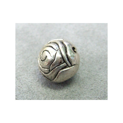 Perle métallisée boule bouton de rose 14mm argenté (x1) 