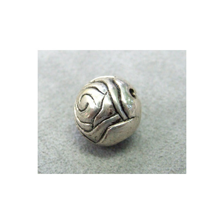 Perle métallisée boule bouton de rose 14mm argenté (x1) 