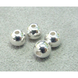 Perle métallisée boule lisse 6mm argenté (x1)