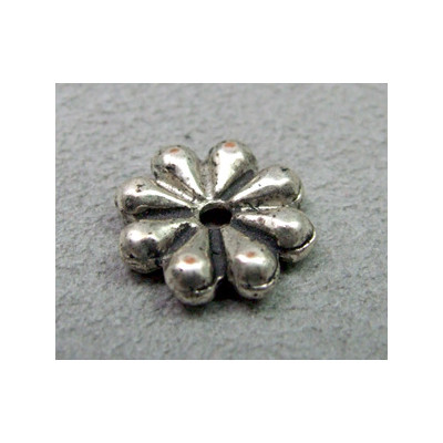Perle rondelle intercalaire fleur diam. 14mm - argenté vieilli (x1) Perle rondelle intercalaire fleur diam. 14mm - argenté vieilli (x1)