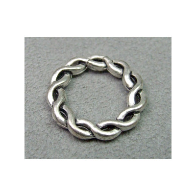 Perle anneau intercalaire torsadé diam. 22mm - argenté vieilli (x1)