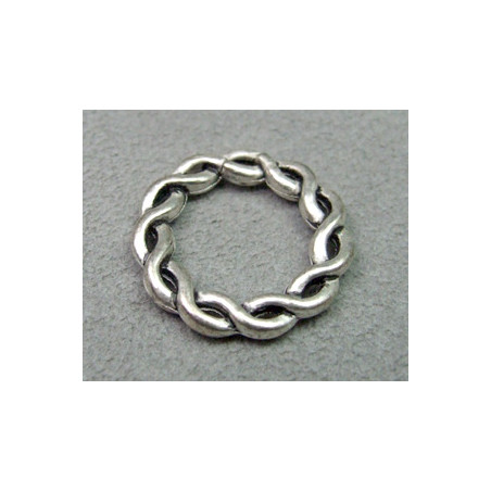 Perle anneau intercalaire torsadé diam. 22mm - argenté vieilli (x1)
