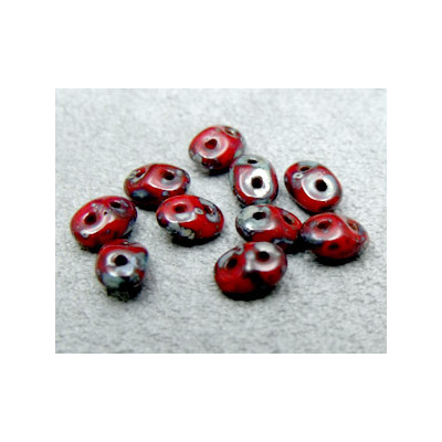 Perles Super Duo 2,5X5mm Opaque Red Picasso(x 10gr env.)