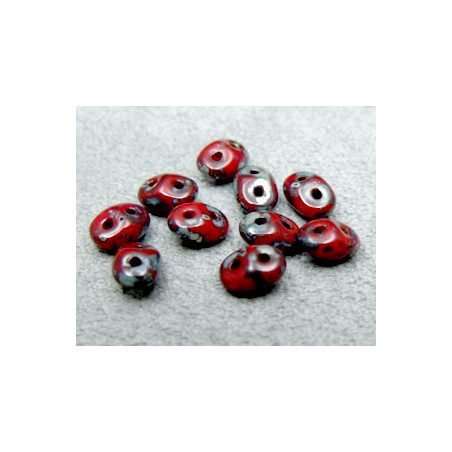 Perles Super Duo 2,5X5mm Opaque Red Picasso(x 10gr env.)