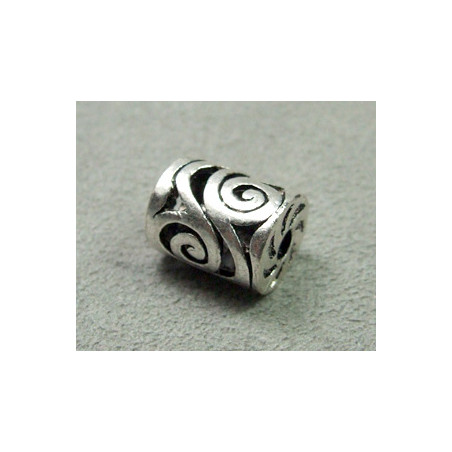 Perle intercalaire tonneau ajouré volutes 13x10mm - argenté (x1)