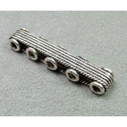 Perle intercalaire barrette 5 rangs 40x8mm - argenté (x1)