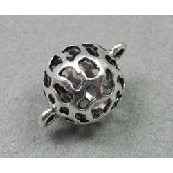 Perle métallisée boule ajourée 17mm argenté (x1)