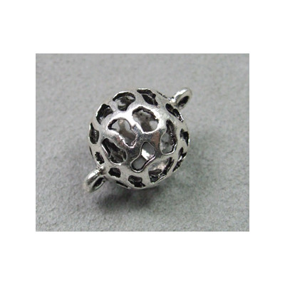 Perle métallisée boule ajourée 17mm argenté (x1)